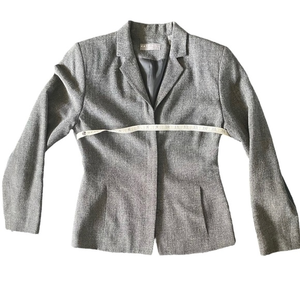 Kate Hill Wool Blend Blazer Black & White w/ Hidden Buttons Women 2 Petite‎